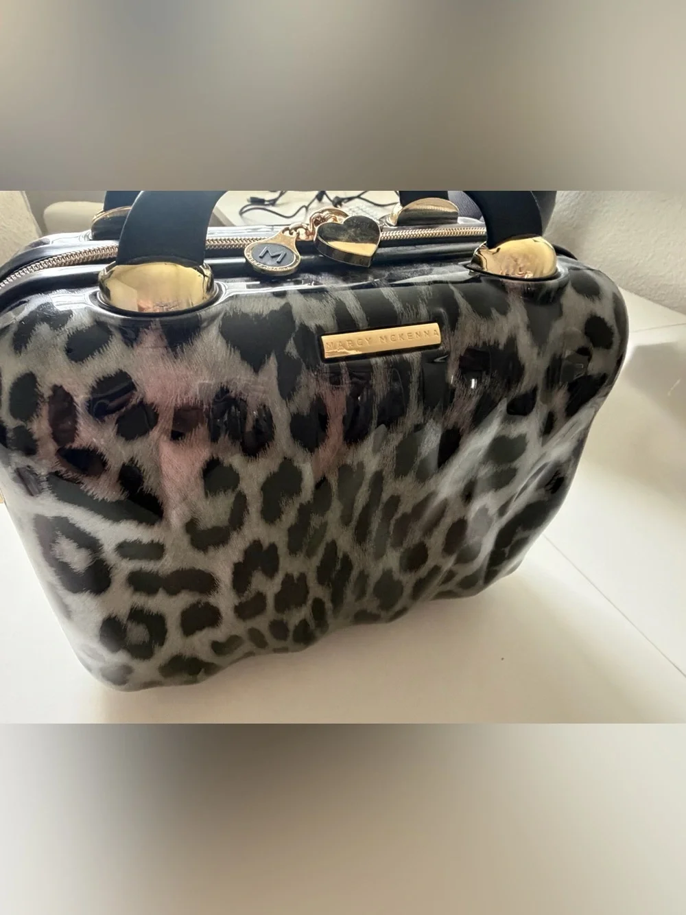 Marcy McKenna 2-in-1 Essential Milan Hardside Beauty Case Leopard NWOT